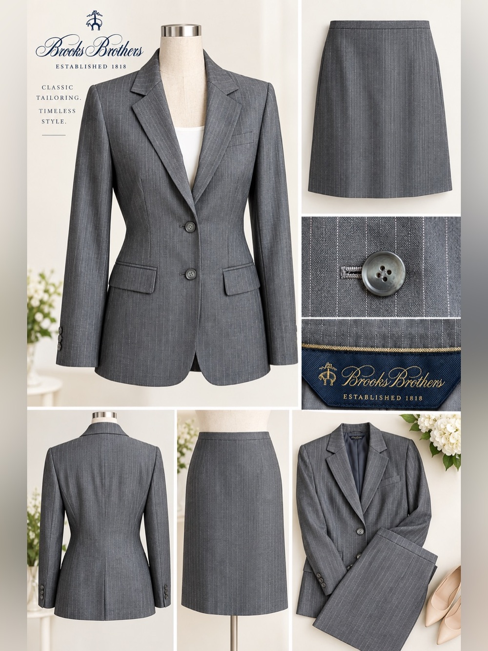 Brooks Brothers Gray Pinstripe Women's Blazer